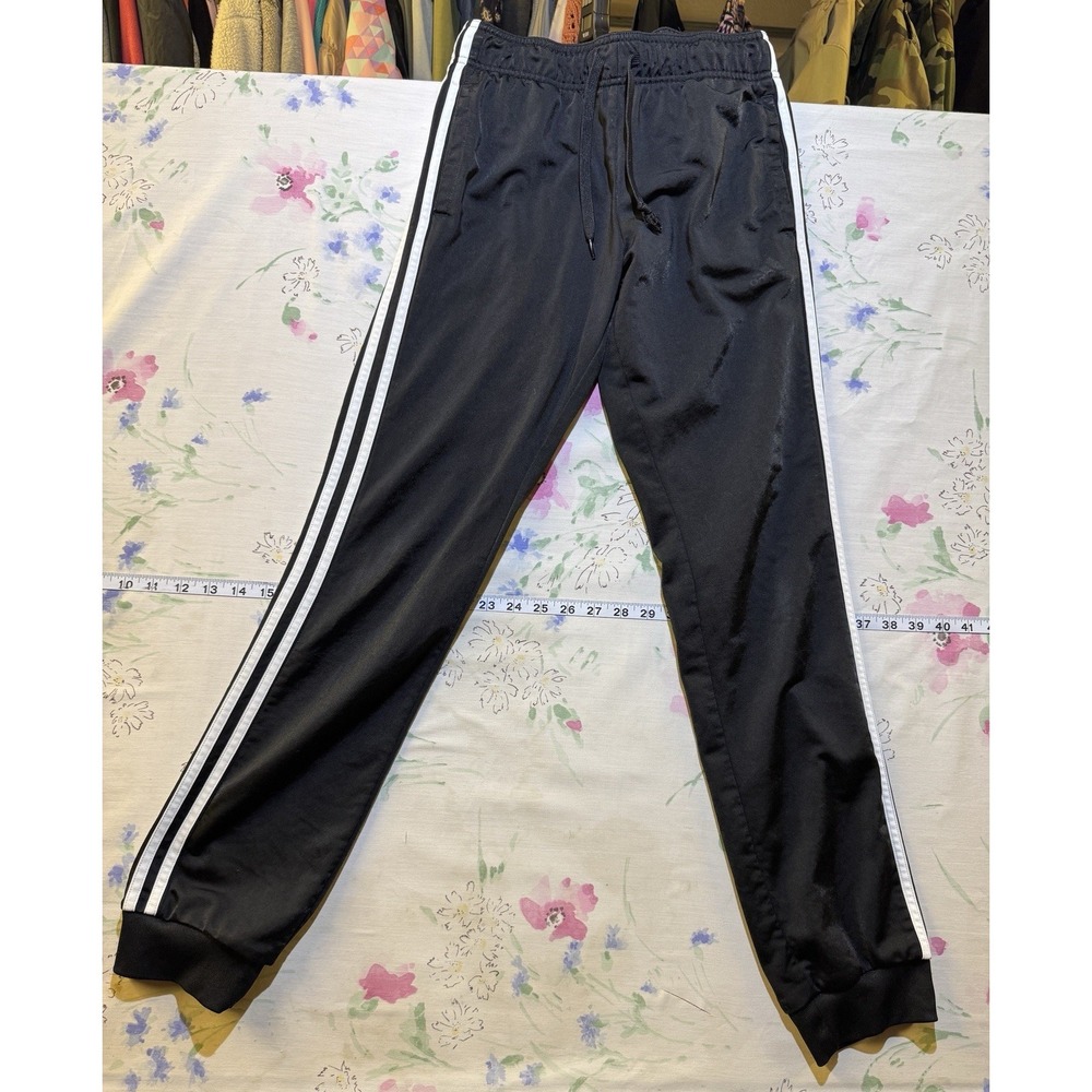 Adidas Track Pants Mens Small Black Three Stripe Primegreen Athletic Joggers